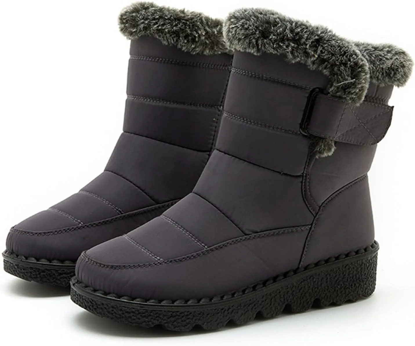 GUNIYIFS Womens Winter Snow Boots Winter Boot with Comfortable Flat Shoes for Women Warm Fur Lined Ankle Booties Outdoor Slip On Waterproof Short Boots