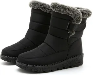GUNIYIFS Womens Winter Snow Boots Winter Boot with Comfortable Flat Shoes for Women Warm Fur Lined Ankle Booties Outdoor Slip On Waterproof Short Boots