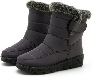 GUNIYIFS Womens Winter Snow Boots Winter Boot with Comfortable Flat Shoes for Women Warm Fur Lined Ankle Booties Outdoor Slip On Waterproof Short Boots