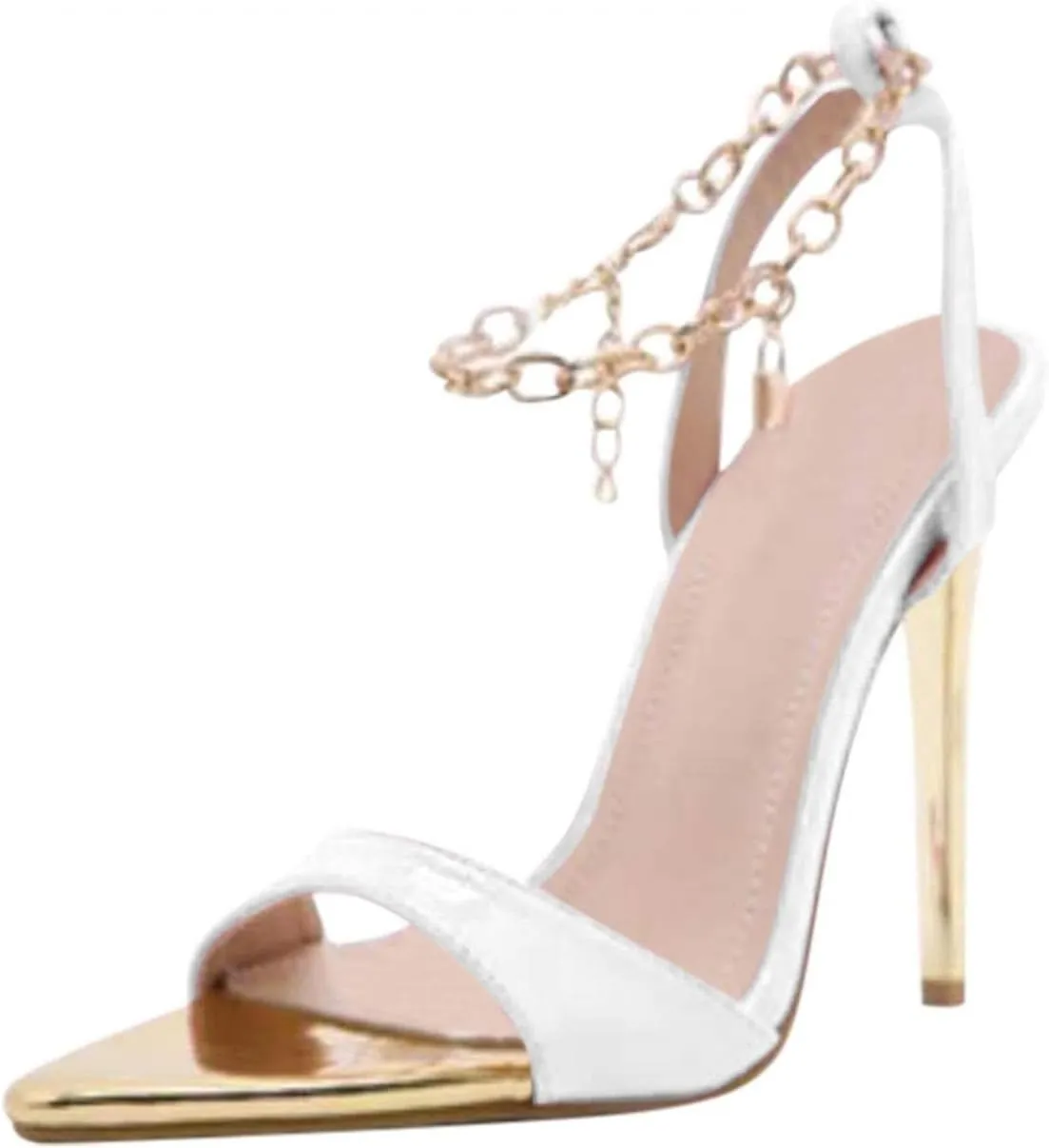 Hbeylia Stiletto High Heels Shoes for Women Sexy Open Pointed Toe Keychain Strap Soft Party Elegant Dressy Pump Shoes for Women Ladies