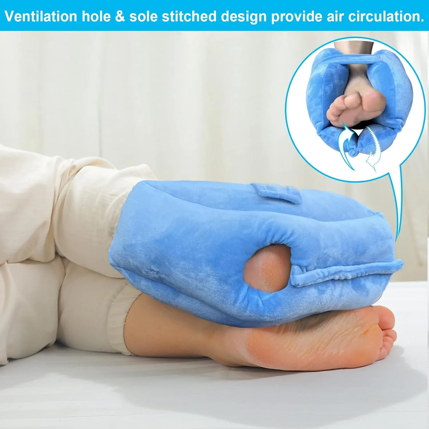 Heel Protector Cushion Foot Support Pillow for Pressure Sores & Ulcers, 1 Piece Foot Elevation Pillow Ankle Protector Pressure Relieving Boots for Bedridden Patients (Left)