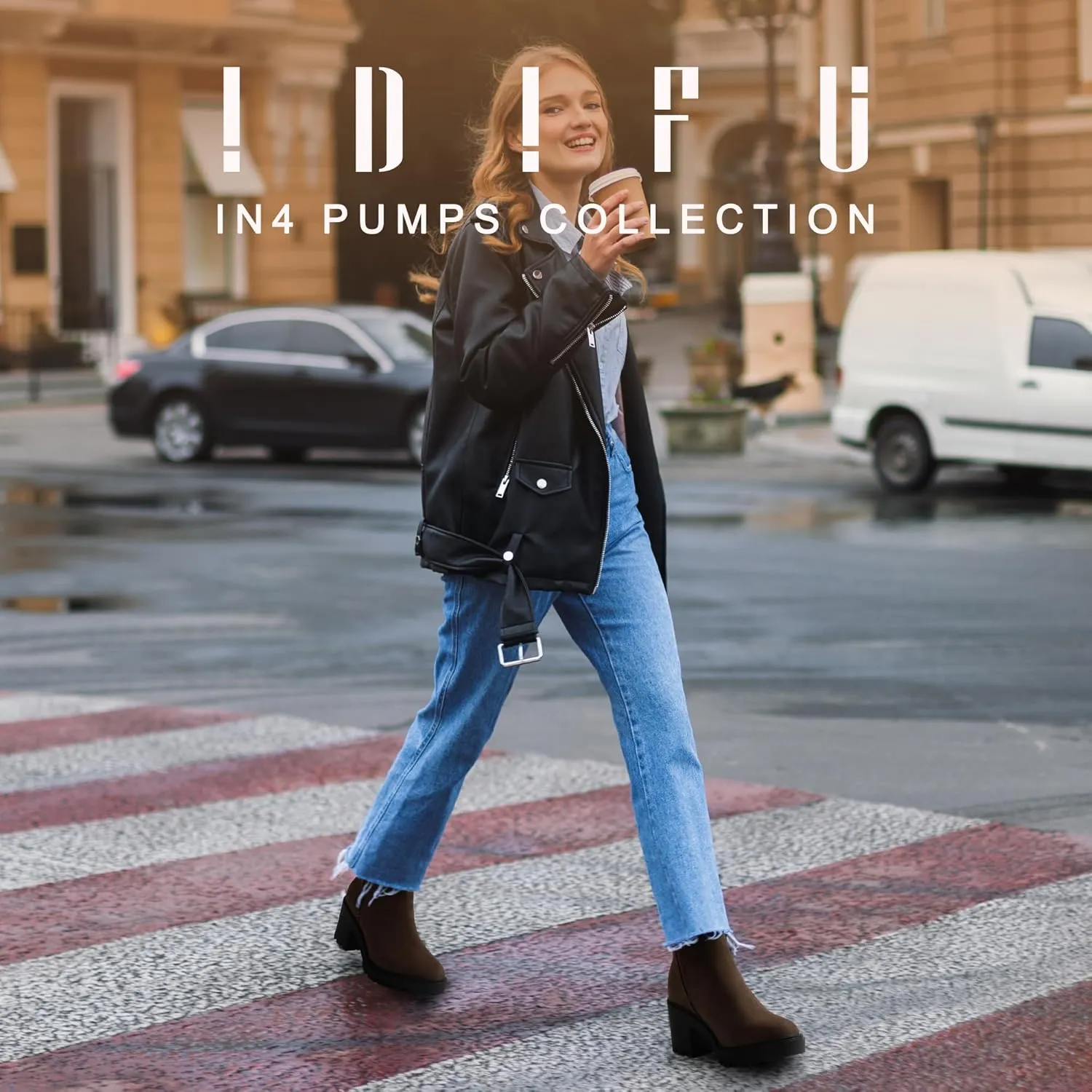 IDIFU IN3 Chelsea Ankle Boots Womens Boots Low Short Block Chunky Thick Heel Fall Boots Ladies Bride Wedding Slip On Closed Round Toe Booties Comfort Cute Trendy Stylish V Shaped Opening Dressy Boots