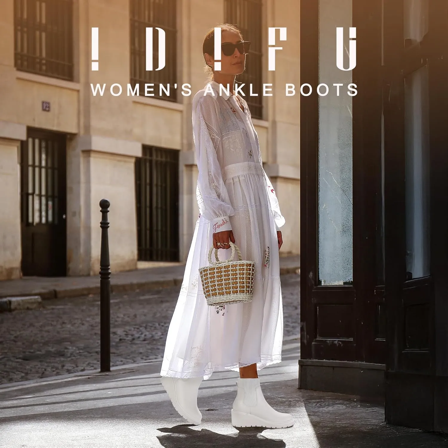 IDIFU IN3 Platform Chelsea Boots for Women Low Short Wedges Ankle Boots Lug Sole Trendy Fashion Comfortable Fall Dress Booties Slip On Elastic Casual Work Daily Round Toe Ladies Boots