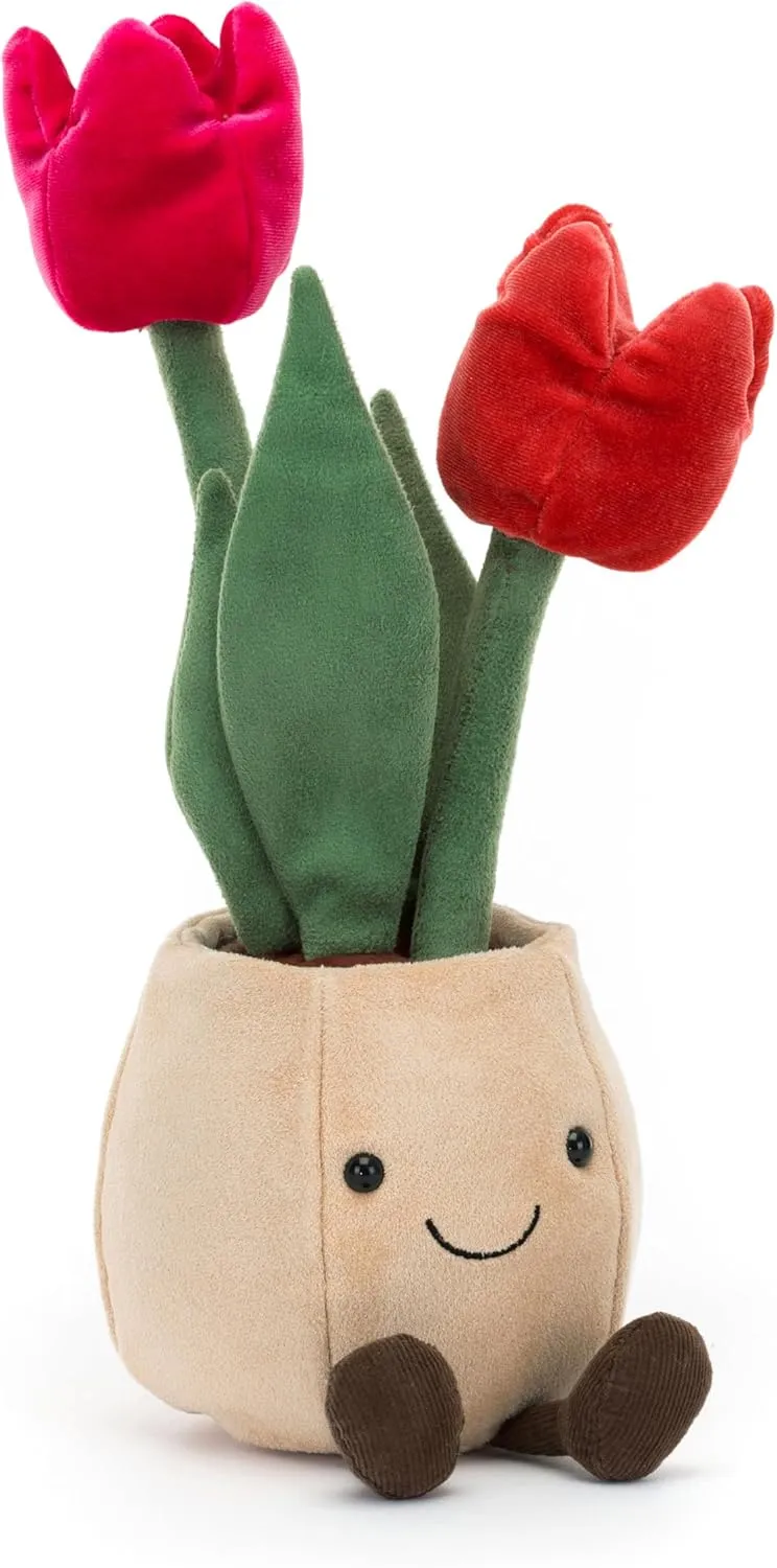 Jellycat Amuseables Tulip Pot Stuffed Toy, 12 inches - Plant & Flower Plush - Fun Décor & Gift
