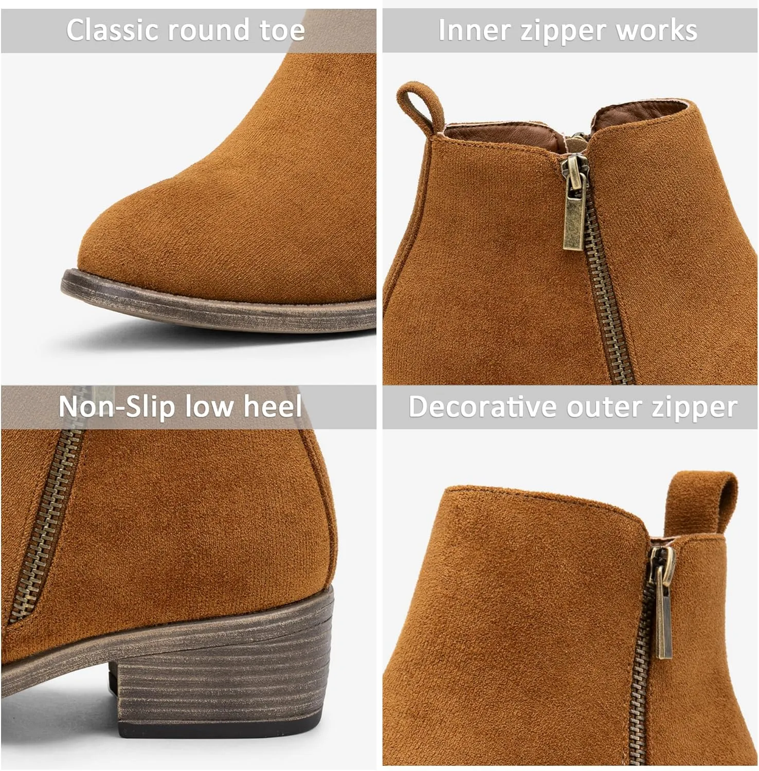 Jeossy Women's Ankle Boots, Classic Low Heeled Short Booties, Casual Comfortable Boots