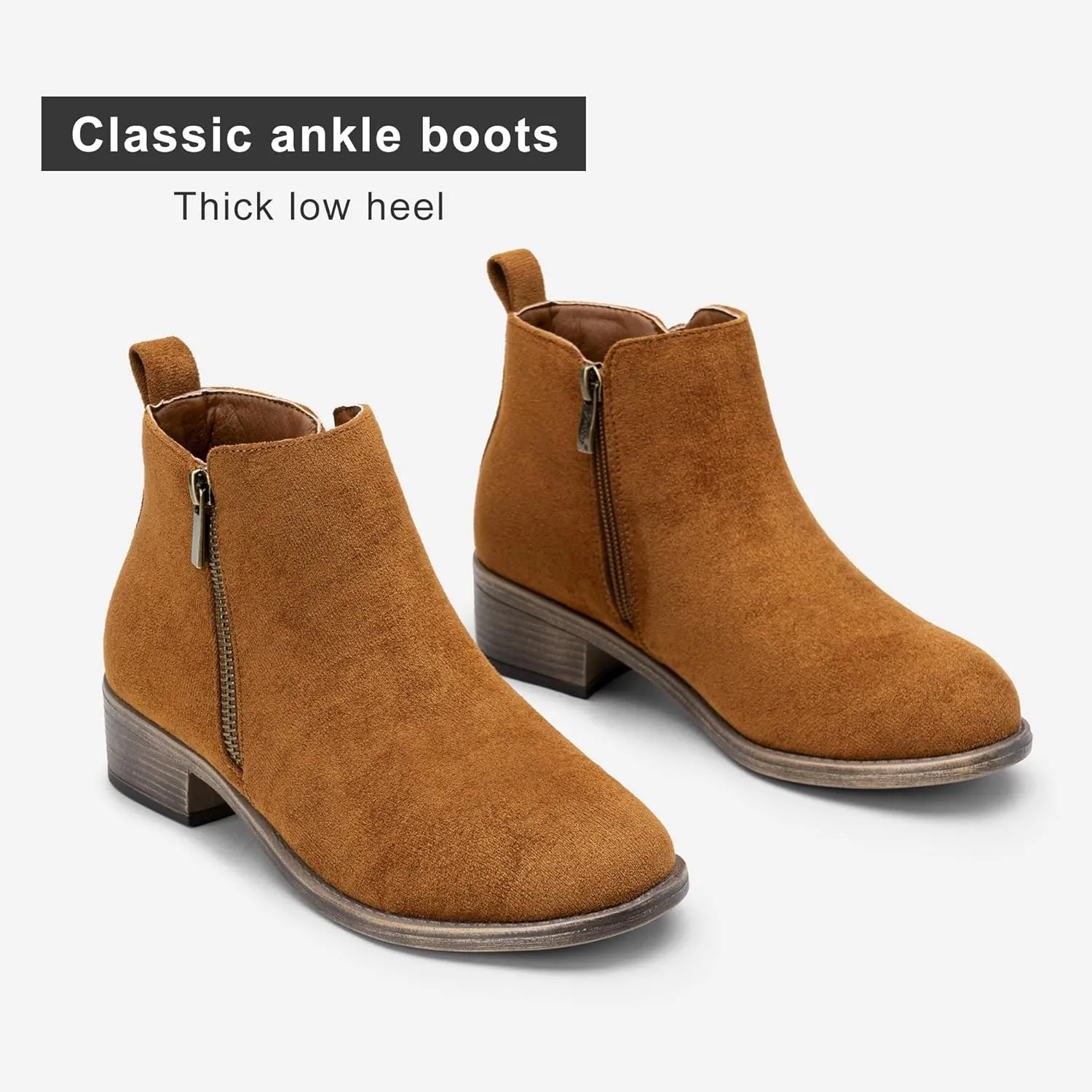 Jeossy Women's Ankle Boots, Classic Low Heeled Short Booties, Casual Comfortable Boots