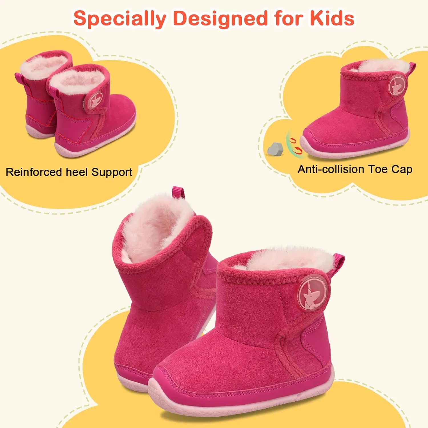 JIASUQI Baby Toddler Boots Warm Winter Boots Slippers for Toddler Boys Girls