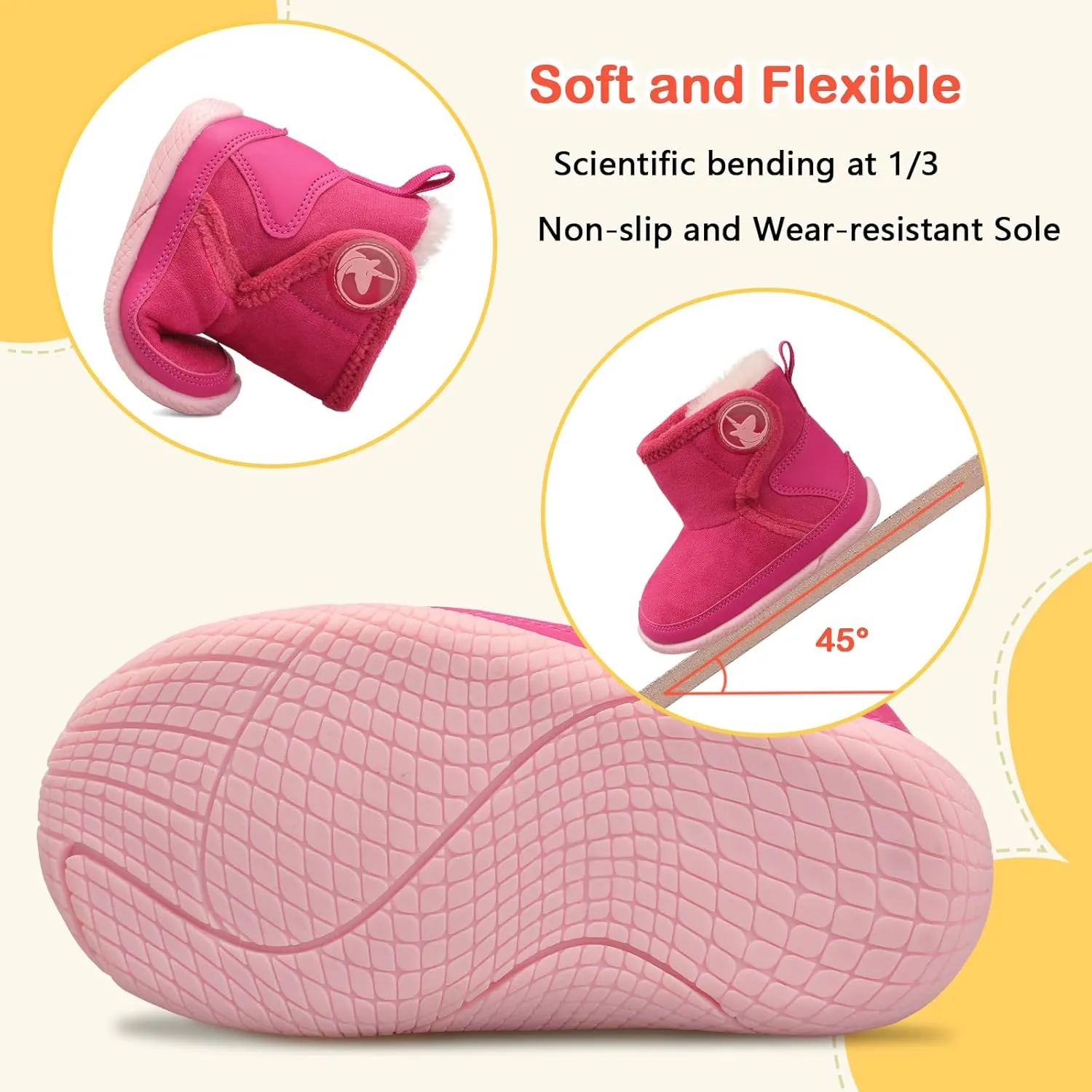 JIASUQI Baby Toddler Boots Warm Winter Boots Slippers for Toddler Boys Girls
