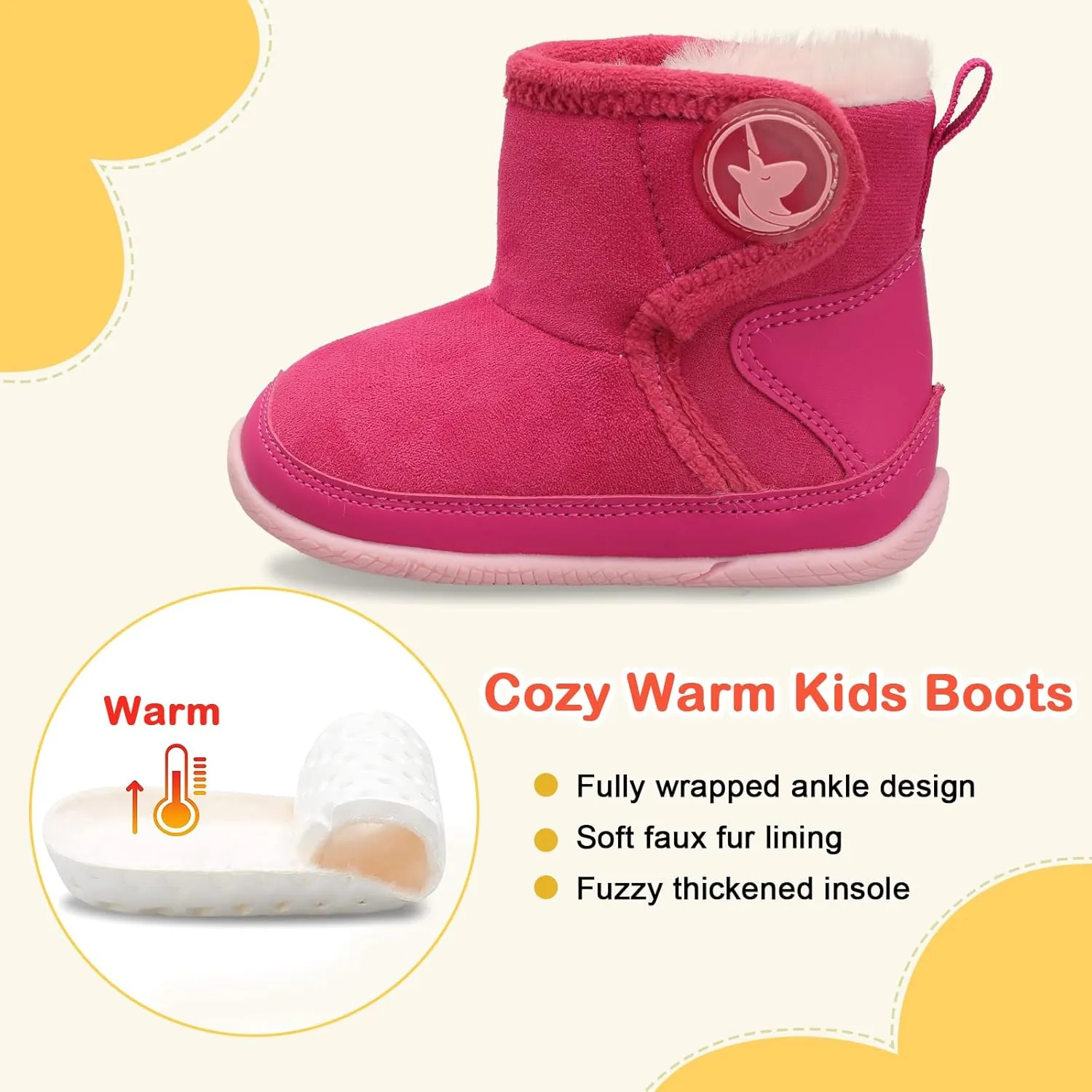 JIASUQI Baby Toddler Boots Warm Winter Boots Slippers for Toddler Boys Girls