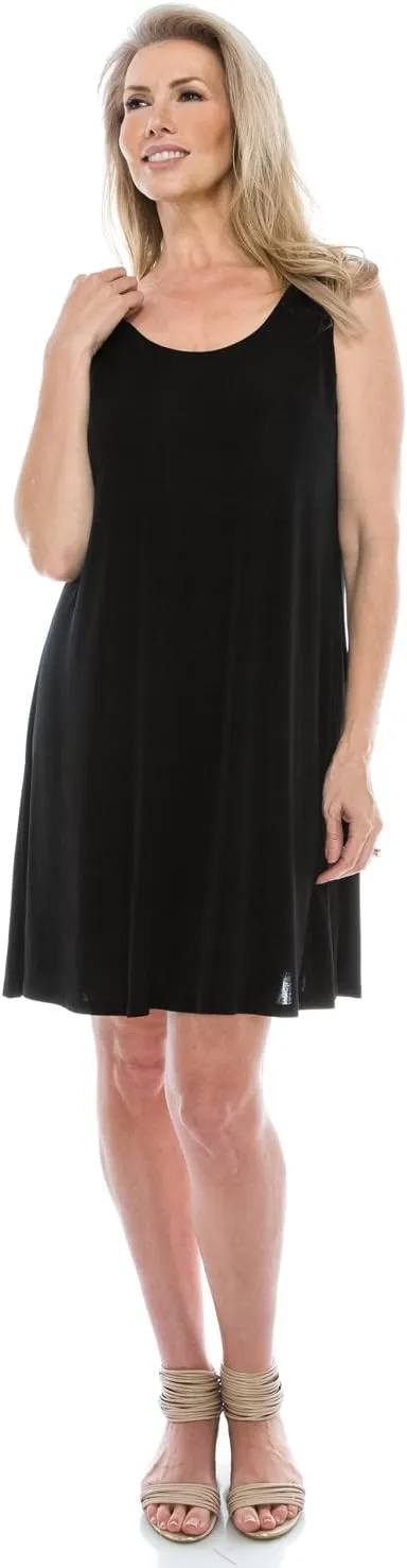 Jostar Women's Tank Mini Dress – Sleeveless Scoop Neck Casual Solid Stretch T Shirt Short One Piece