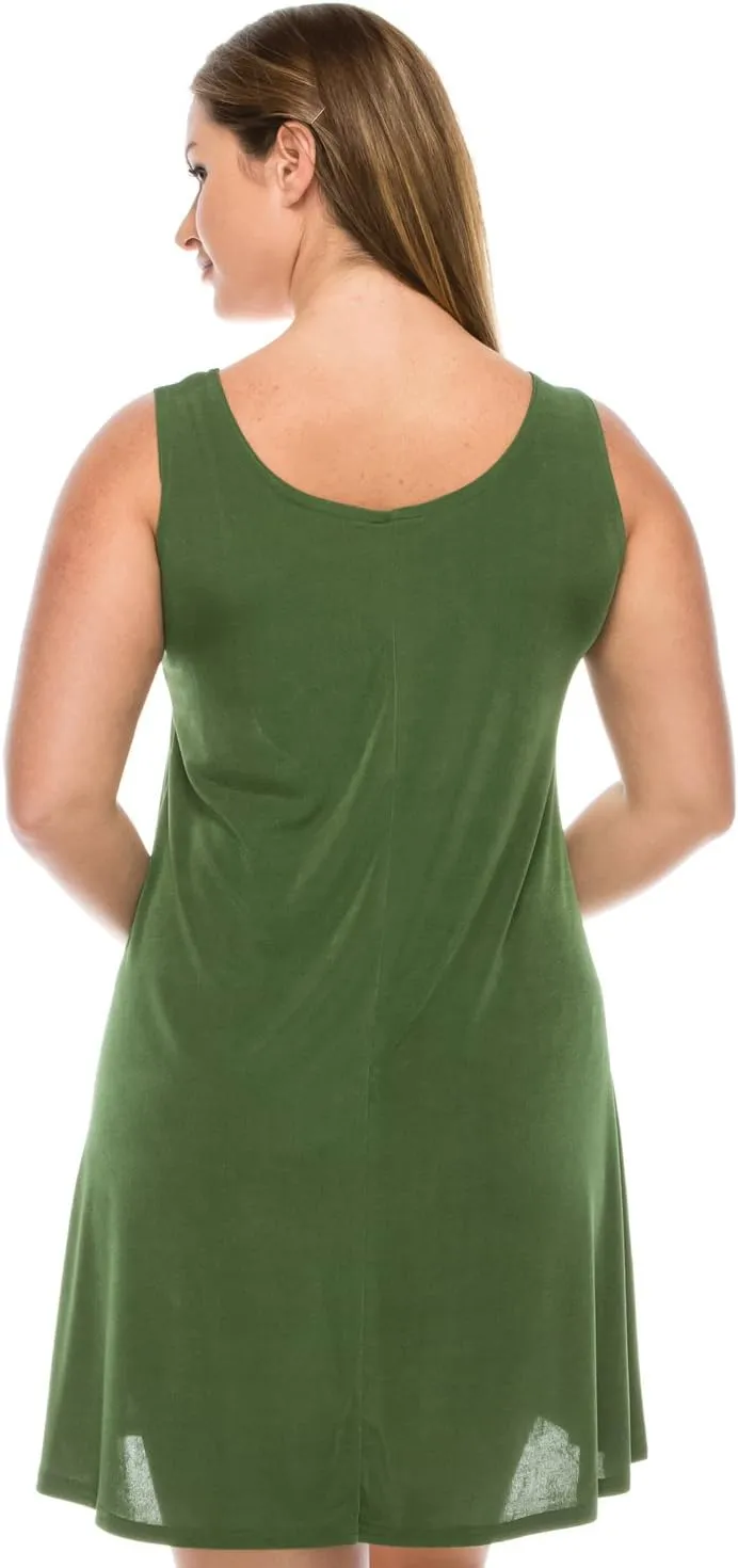 Jostar Women's Tank Mini Dress – Sleeveless Scoop Neck Casual Solid Stretch T Shirt Short One Piece
