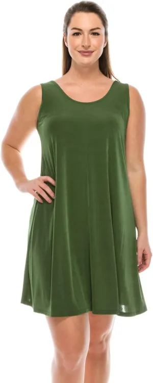 Jostar Women's Tank Mini Dress – Sleeveless Scoop Neck Casual Solid Stretch T Shirt Short One Piece