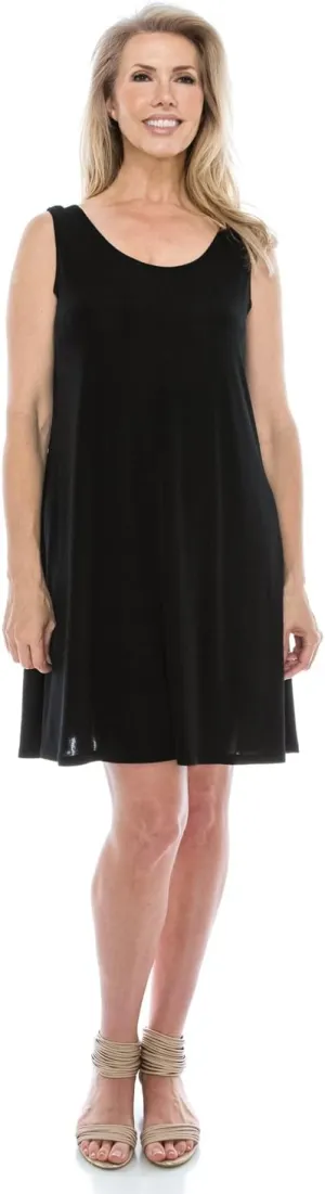 Jostar Women's Tank Mini Dress – Sleeveless Scoop Neck Casual Solid Stretch T Shirt Short One Piece