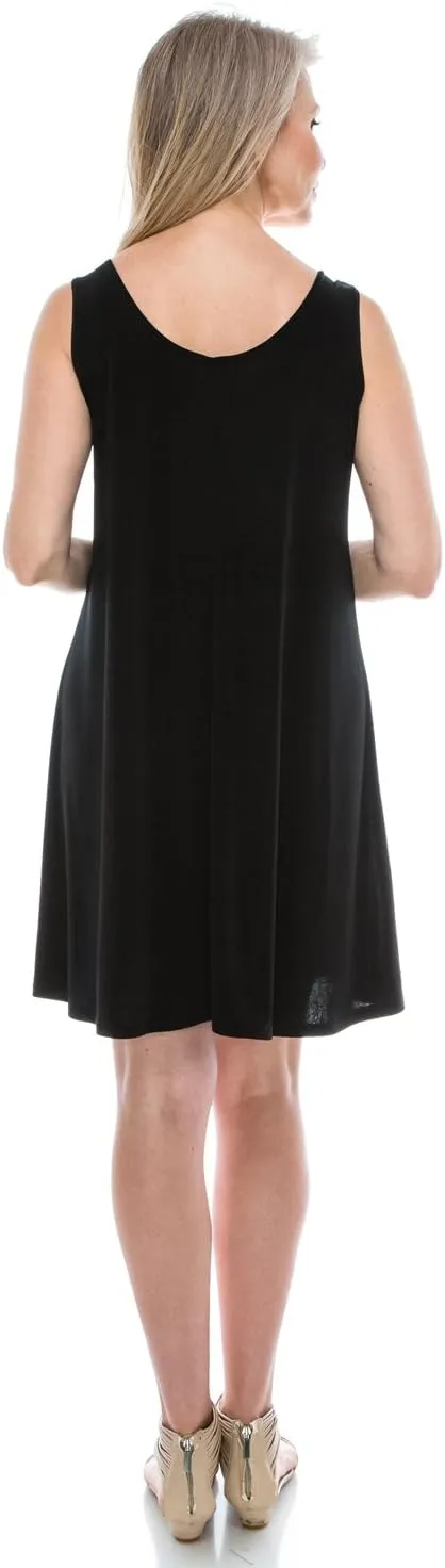 Jostar Women's Tank Mini Dress – Sleeveless Scoop Neck Casual Solid Stretch T Shirt Short One Piece