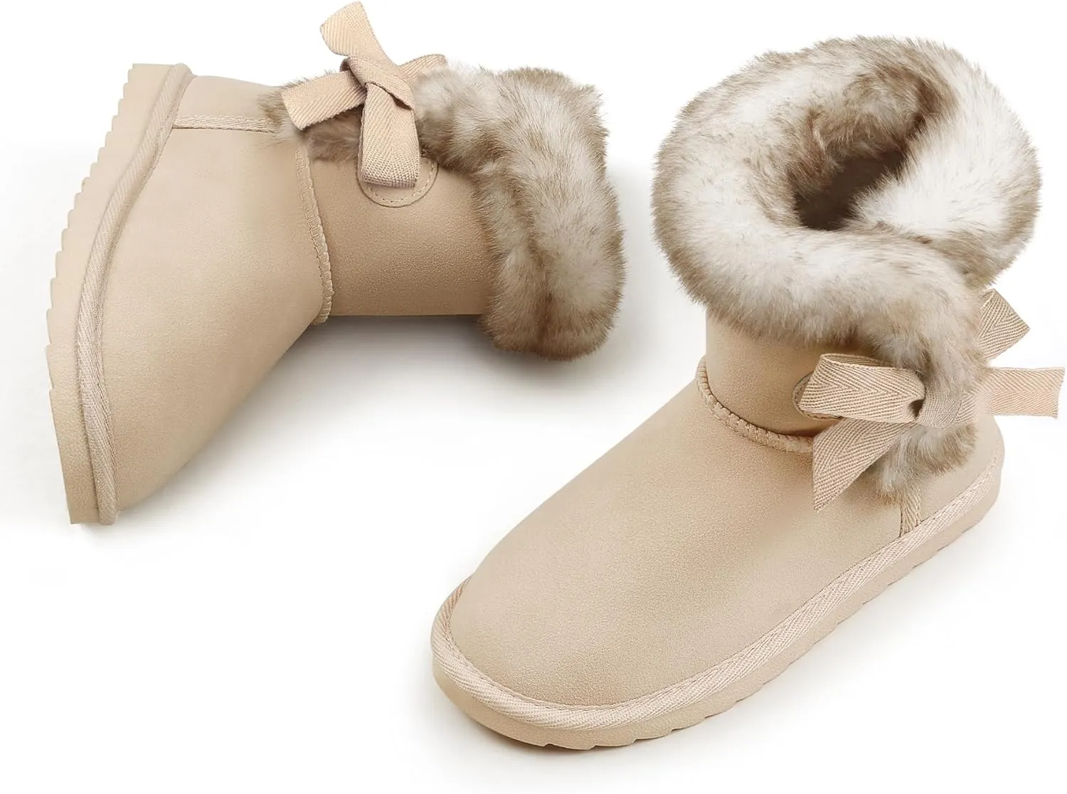 K KomForme Girls Kids Snow Boots Warm Fur Lined Slip On Outdoor Winter Shoes Lightweight Comfy（Little/Big Kids）