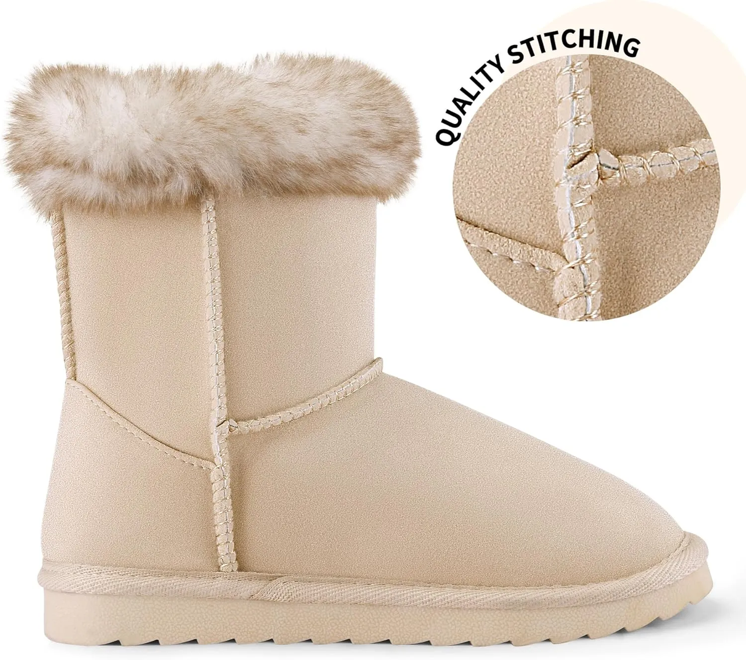 K KomForme Girls Kids Snow Boots Warm Fur Lined Slip On Outdoor Winter Shoes Lightweight Comfy（Little/Big Kids）
