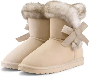 K KomForme Girls Kids Snow Boots Warm Fur Lined Slip On Outdoor Winter Shoes Lightweight Comfy（Little/Big Kids）