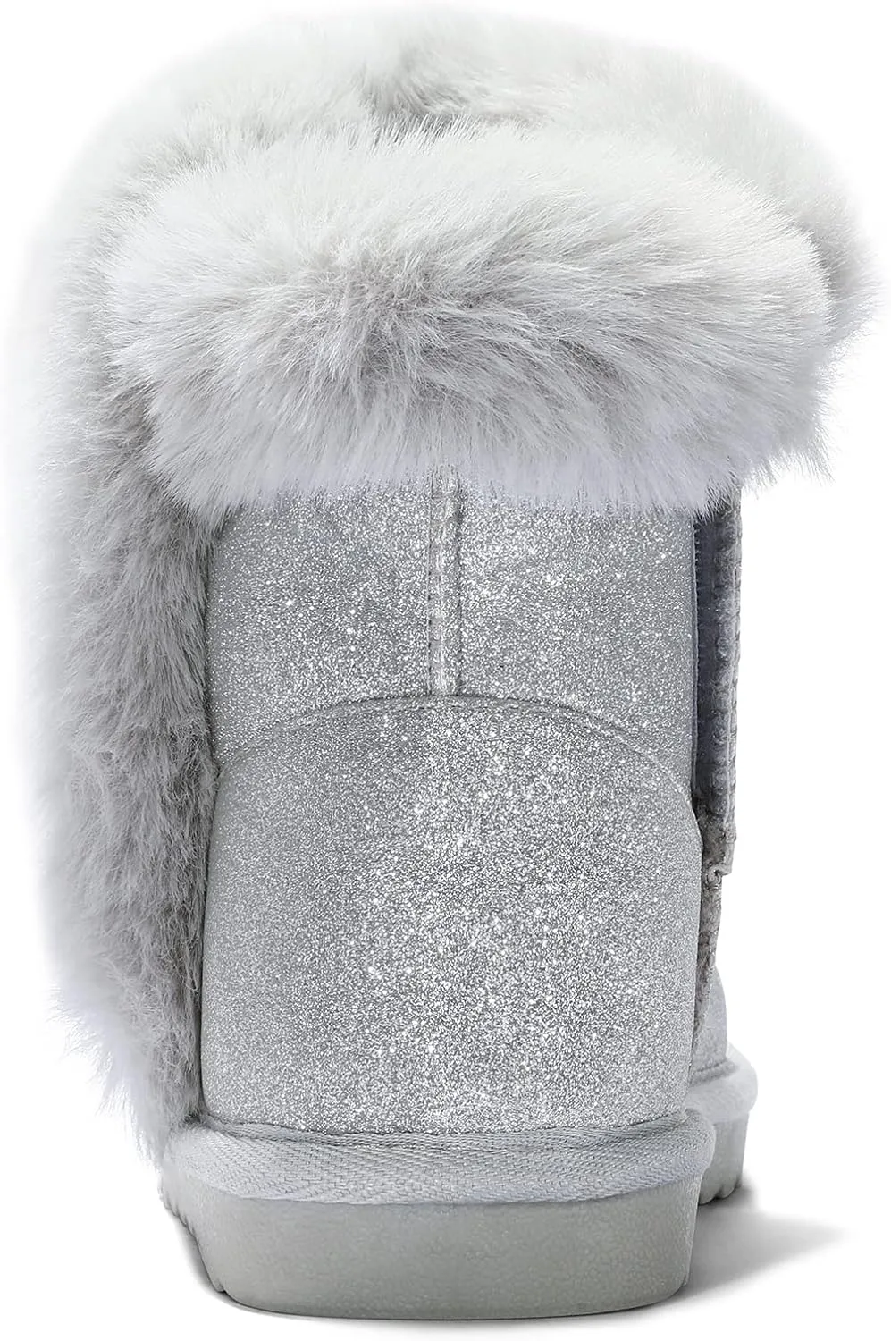 K KomForme Girls Snow Boots Warm Fur Lined Glitter Strap Winter Shoes Lightweight with Hook-and-loop(Toddler/Little Kids/Big Kids)