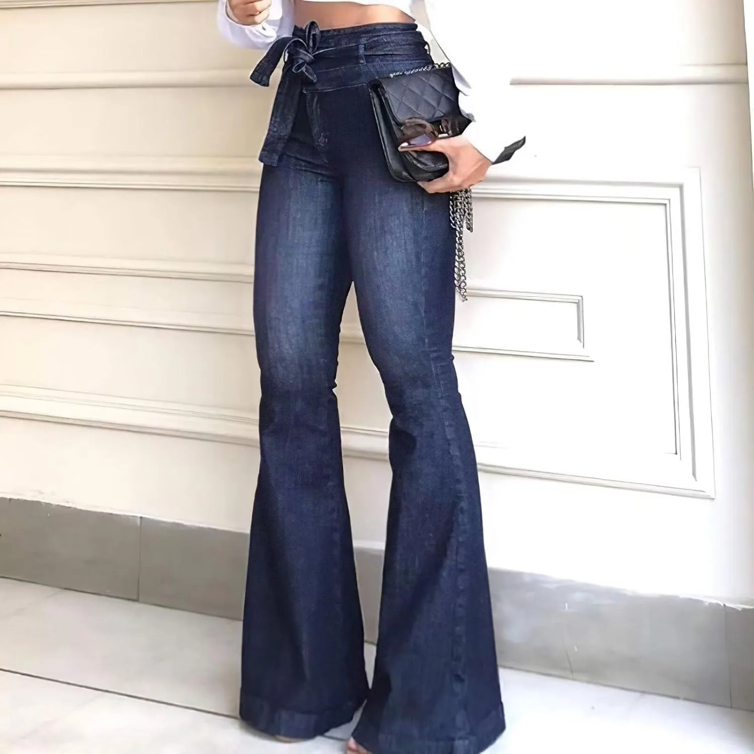 KDF High Waisted Bell Bottom Jeans for Women Flare Jeans for Women Stretch Wide Leg Jeans