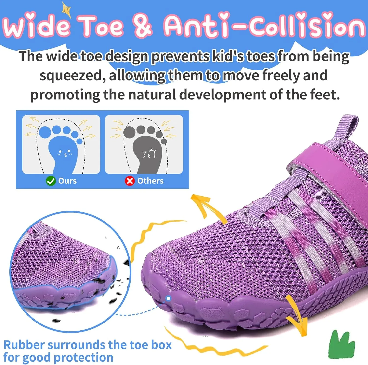 Kids Barefoot Shoes Boys Girls Footwear Toddler Shoes Wide Toe Box Hiking Flexible Zero Drop Sole Minimalist Sneakers Lightweight Breathable Slip On Running Tennis for Indoor Outdoor Little Big Kid