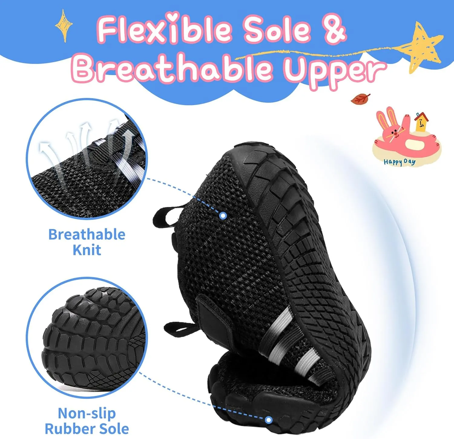 Kids Barefoot Shoes Boys Girls Footwear Toddler Shoes Wide Toe Box Hiking Flexible Zero Drop Sole Minimalist Sneakers Lightweight Breathable Slip On Running Tennis for Indoor Outdoor Little Big Kid