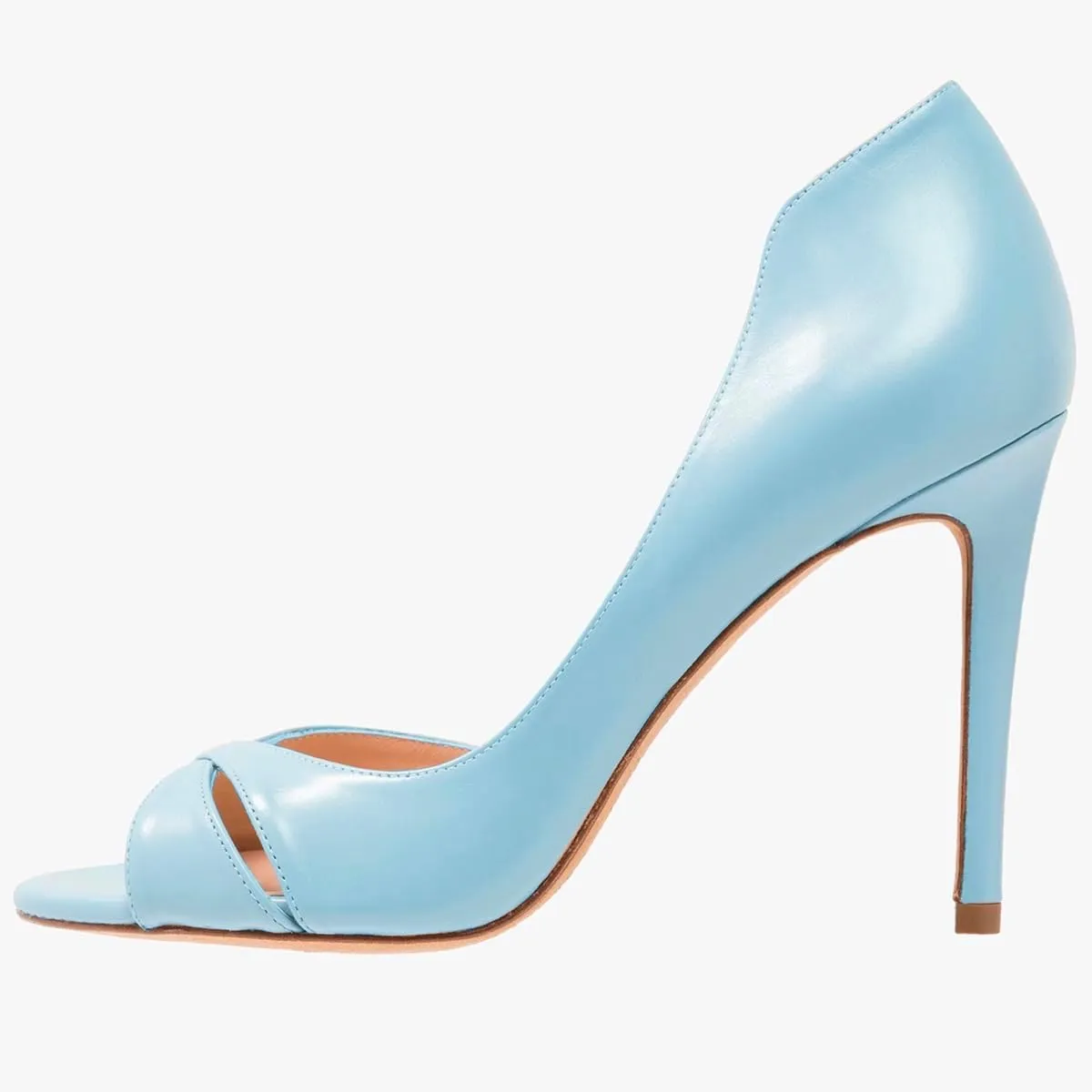 LEHOOR Women's Peep Toe Stiletto High Heels Cross Strap D'Orsay Sandals Slip On Retro 3.5 Inch Stiletto Heel Pumps Open Toe Side Cut Sandals Matte Leather Sexy Office Wedding Party 4-13 M US