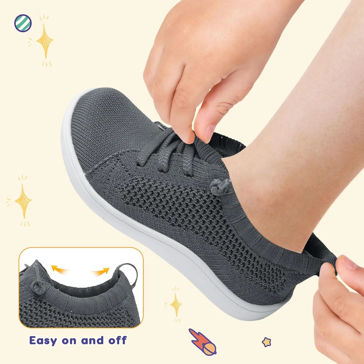 LeIsfIt Toddler Shoes Girls Boys Wide Shoes Kids Zero Drop Minimalist Sneakers Barefoot Slip on Tennis Sneakers
