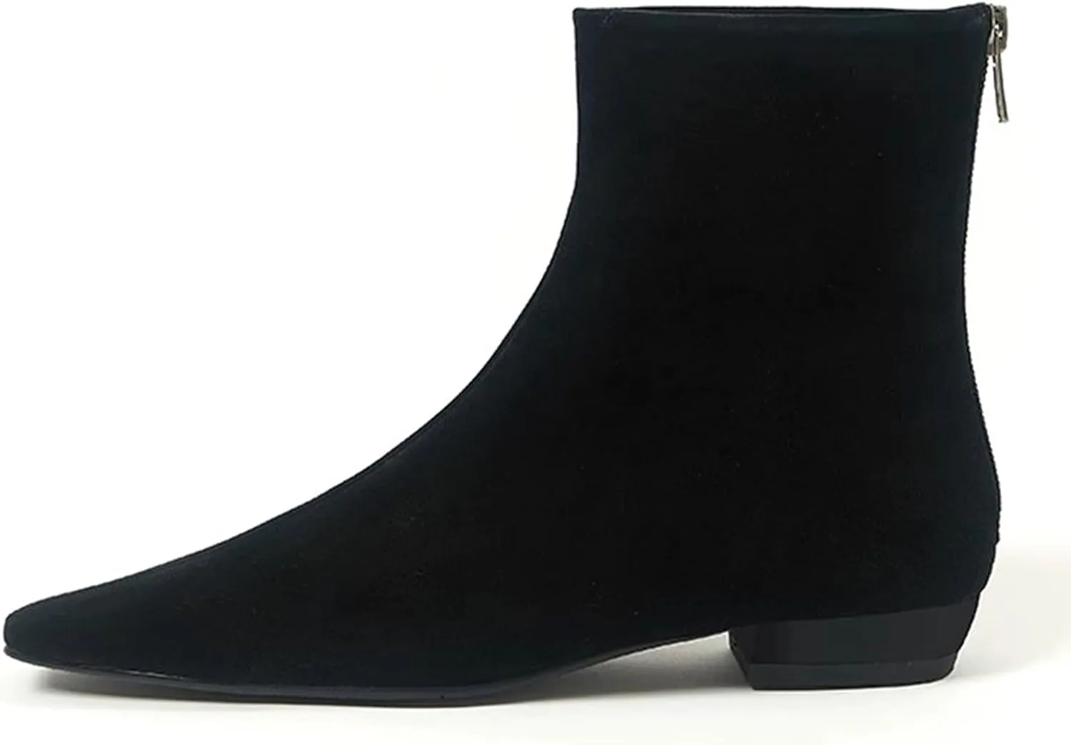 LEMUTISME Women's Stylish Square Toe Matte Leather/Suede/Animal Pattern Comfort Casual Low Flat Heel Dress Chelsea Ankle Booties