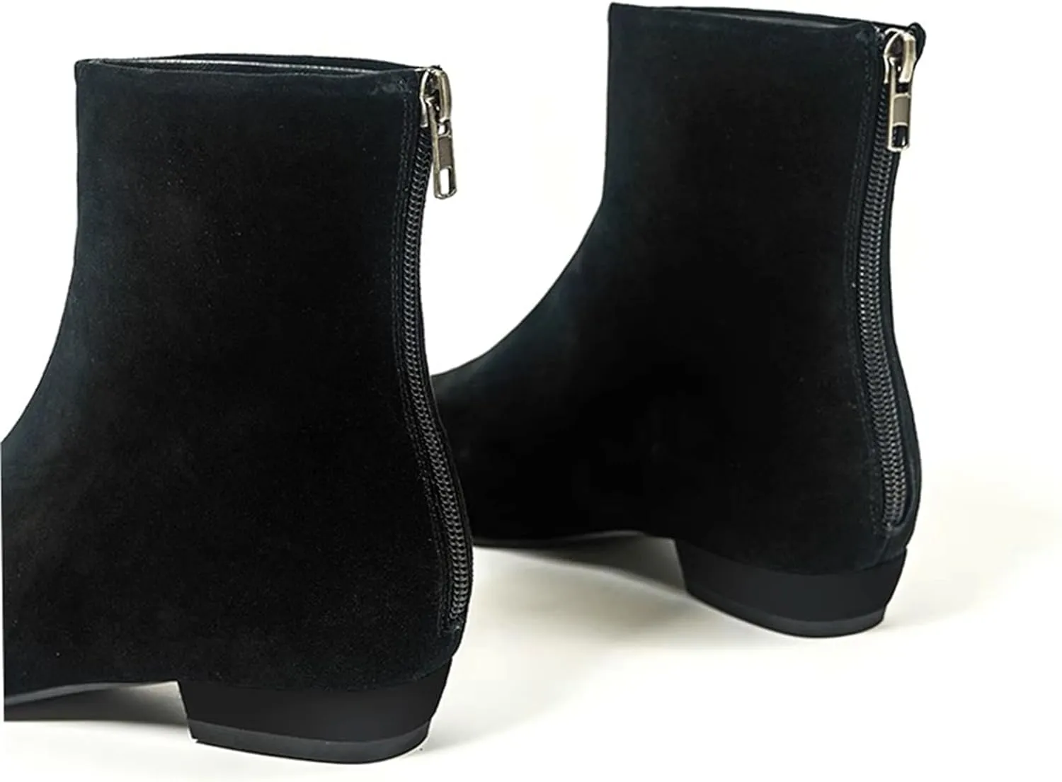 LEMUTISME Women's Stylish Square Toe Matte Leather/Suede/Animal Pattern Comfort Casual Low Flat Heel Dress Chelsea Ankle Booties