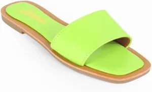 Liliana Women's Comfortable Slip-on Block Square Toe Flat Sandals with Cushioned Footbed - Perfect for Summer Beach Vacation Outfits, MINDEE-2
