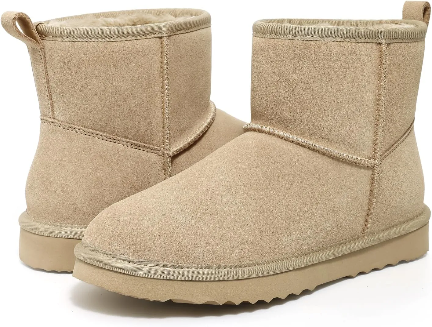Litfun Suede Mini Boots for Women Winter Warm Fuzzy Boots Comfort Snow Boots with Fur Lined