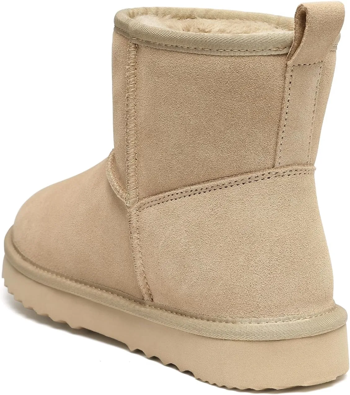 Litfun Suede Mini Boots for Women Winter Warm Fuzzy Boots Comfort Snow Boots with Fur Lined