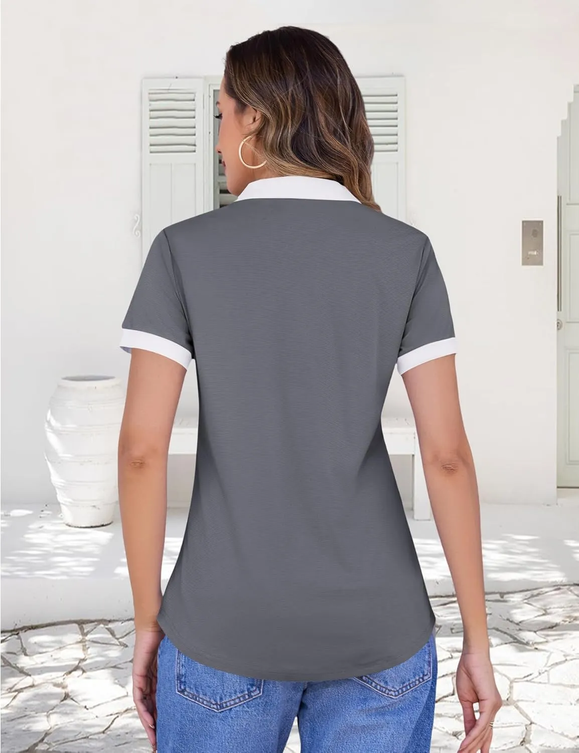 LOMON Womens Golf Polo Shirts Short Sleeve Collared Tops Lightweight Moisture Wicking Tennis Activewear S-XXL