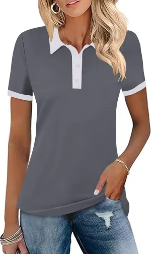LOMON Womens Golf Polo Shirts Short Sleeve Collared Tops Lightweight Moisture Wicking Tennis Activewear S-XXL