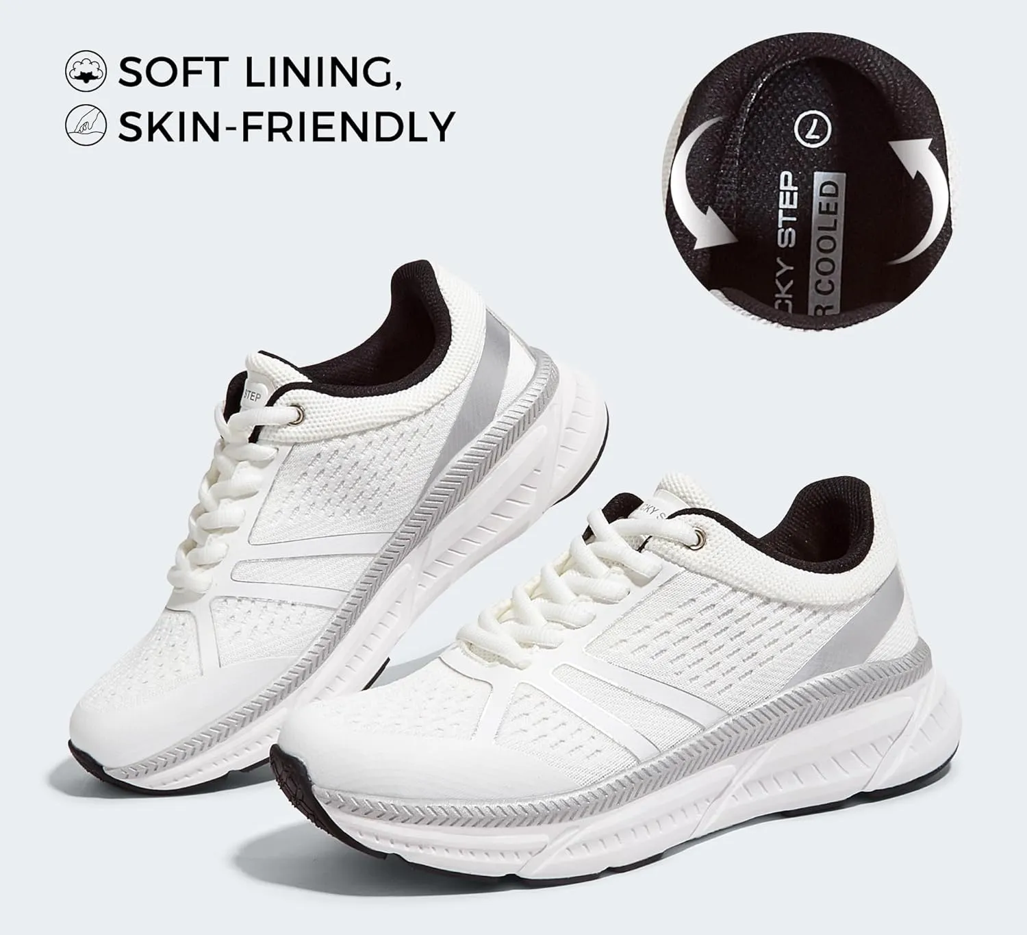 LUCKY STEP Women Walking Running Shoes Comfortable Hiking Shoes Breathable Non Slip Chunky Tennis Cross Training Workout Athletic Gym Sneakers