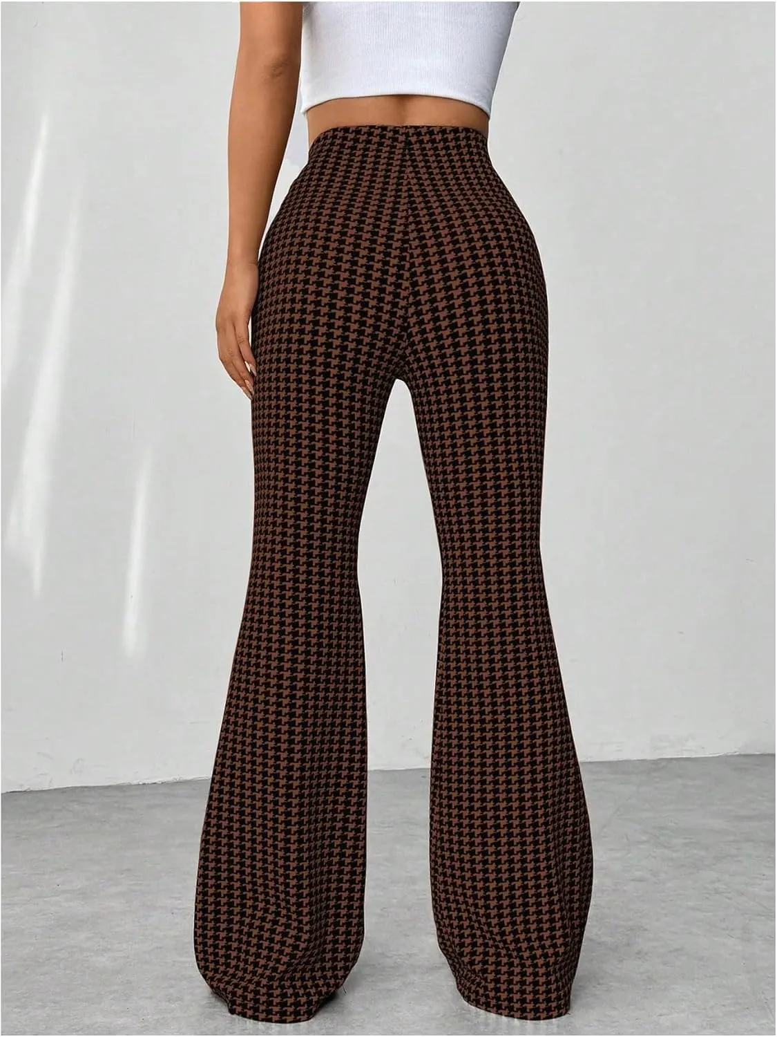 MakeMeChic Women's Leopard Pants Cheetah Print Pants Leggings Y2k High Waisted Bell Bottom