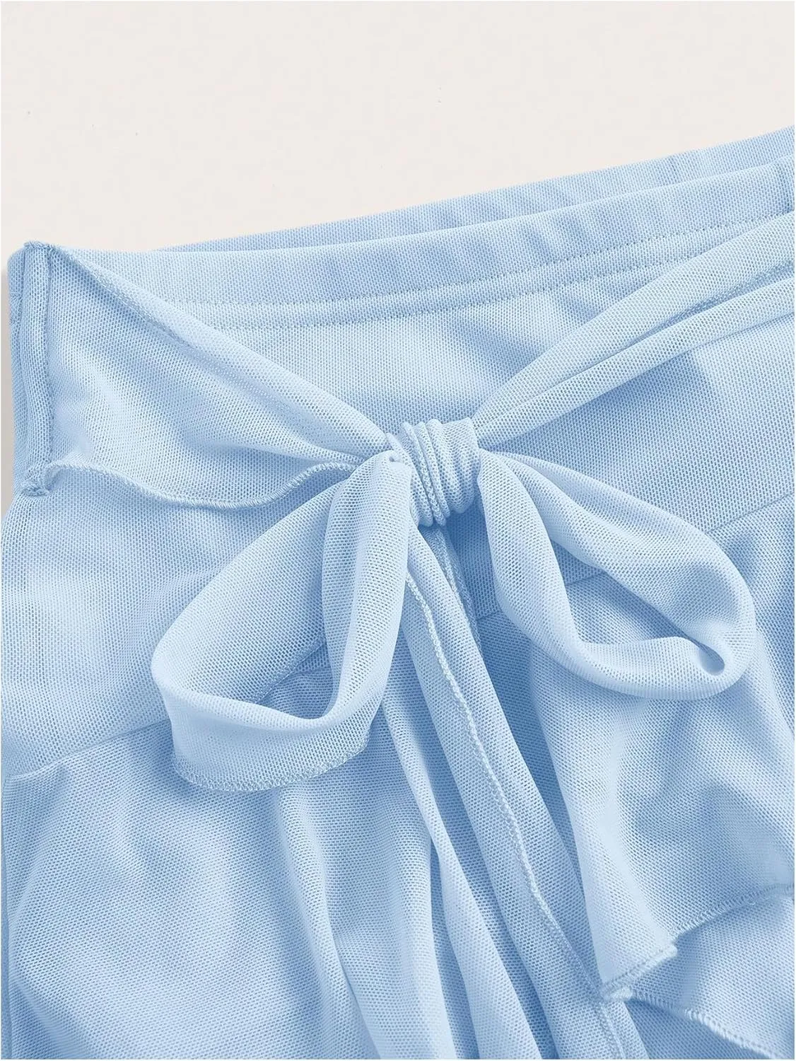 MakeMeChic Women's Y2K Sheer Mesh Mini Skirt Ruffle Hem Drop Waist Layered Tie Side Short Skirts