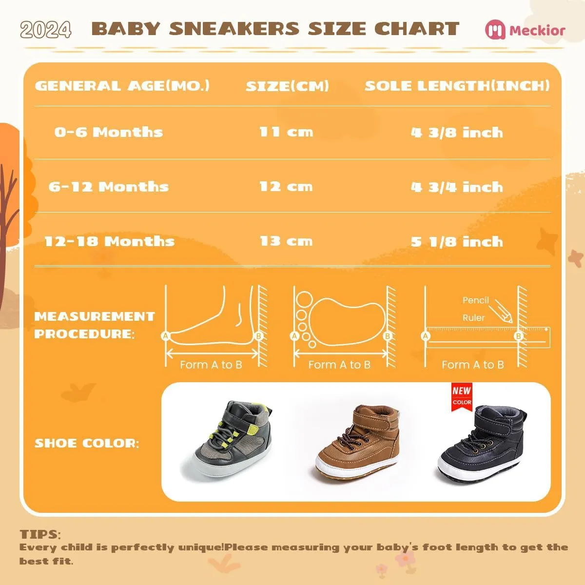 Meckior Toddler Baby Boys Girls High Tops Ankle Sneakers Soft Anti-Slip Sole PU Leather Moccasins Infant Newborn Prewalker First Walking Crib Shoes