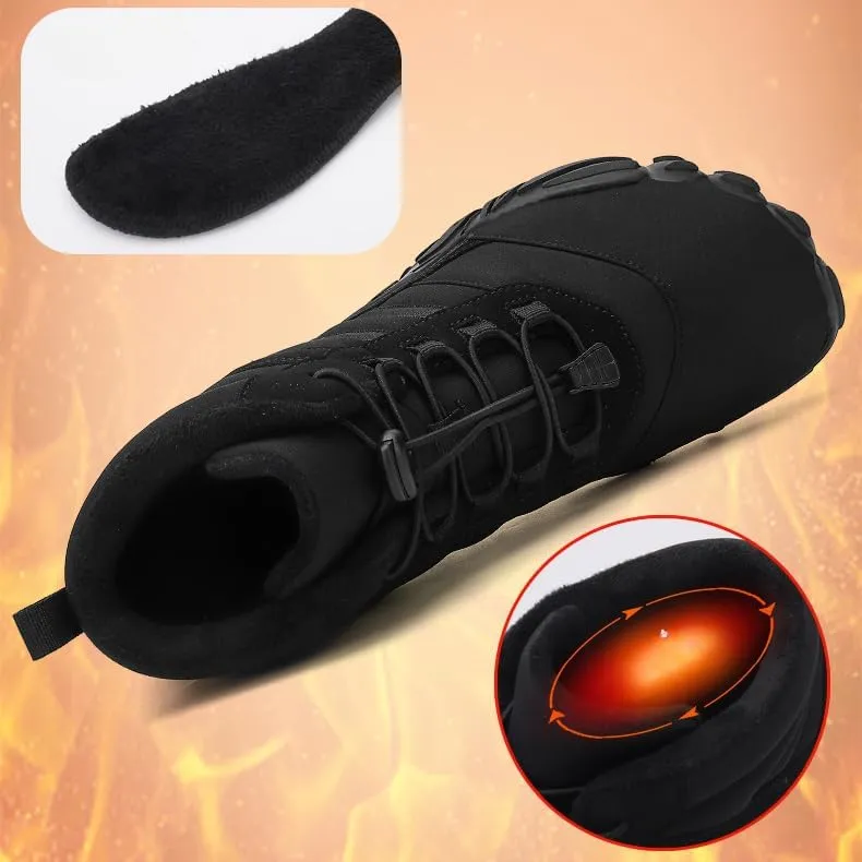 Mens Barefoot Boots Shoes, Womens Snow Boots - Warm Minimalist Wide Toe, Couples Waterproof Winter Snow Boots, Warm Ankle Booties with Arch Support Anti-Slip Outdoor Casual Ankle Sneakers