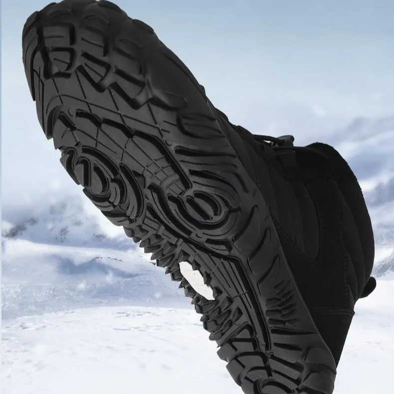 Mens Barefoot Boots Shoes, Womens Snow Boots - Warm Minimalist Wide Toe, Couples Waterproof Winter Snow Boots, Warm Ankle Booties with Arch Support Anti-Slip Outdoor Casual Ankle Sneakers