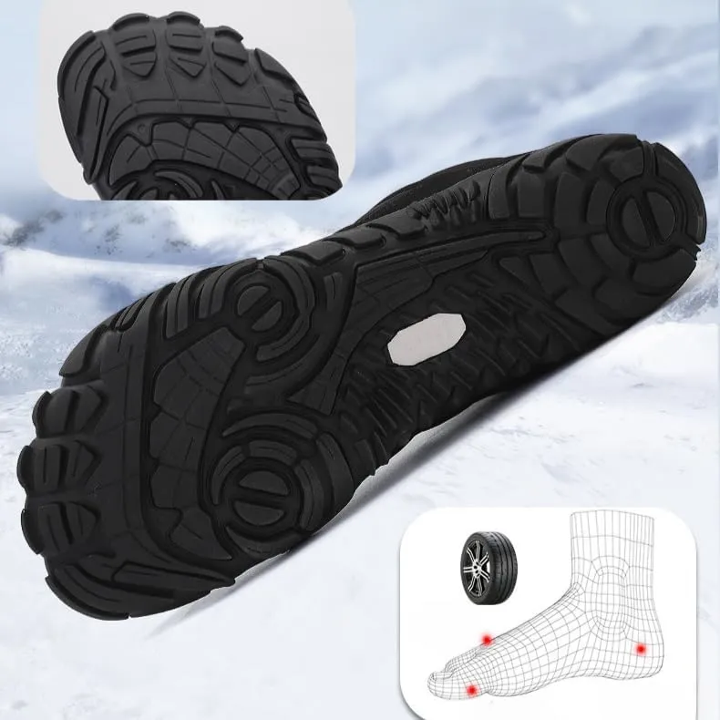 Mens Barefoot Boots Shoes, Womens Snow Boots - Warm Minimalist Wide Toe, Couples Waterproof Winter Snow Boots, Warm Ankle Booties with Arch Support Anti-Slip Outdoor Casual Ankle Sneakers