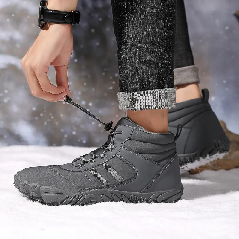 Mens Barefoot Boots Shoes, Womens Snow Boots - Warm Minimalist Wide Toe, Couples Waterproof Winter Snow Boots, Warm Ankle Booties with Arch Support Anti-Slip Outdoor Casual Ankle Sneakers