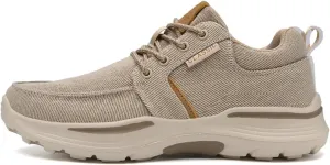 Men's Canvas Lace-Up Casual Sneakers with Arch Support,Outdoor Fashion Platform Lightweight Walking Shoes,Plus Size Comfortable Slip On Espadrilles.