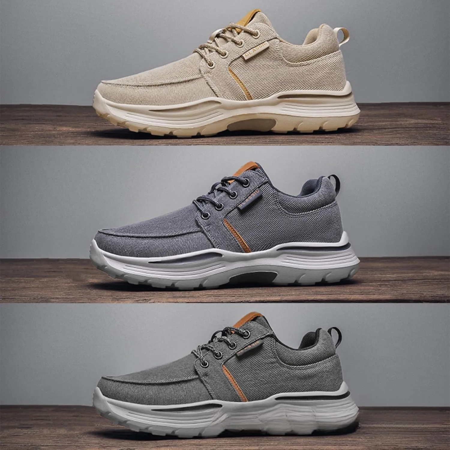 Men's Canvas Lace-Up Casual Sneakers with Arch Support,Outdoor Fashion Platform Lightweight Walking Shoes,Plus Size Comfortable Slip On Espadrilles.