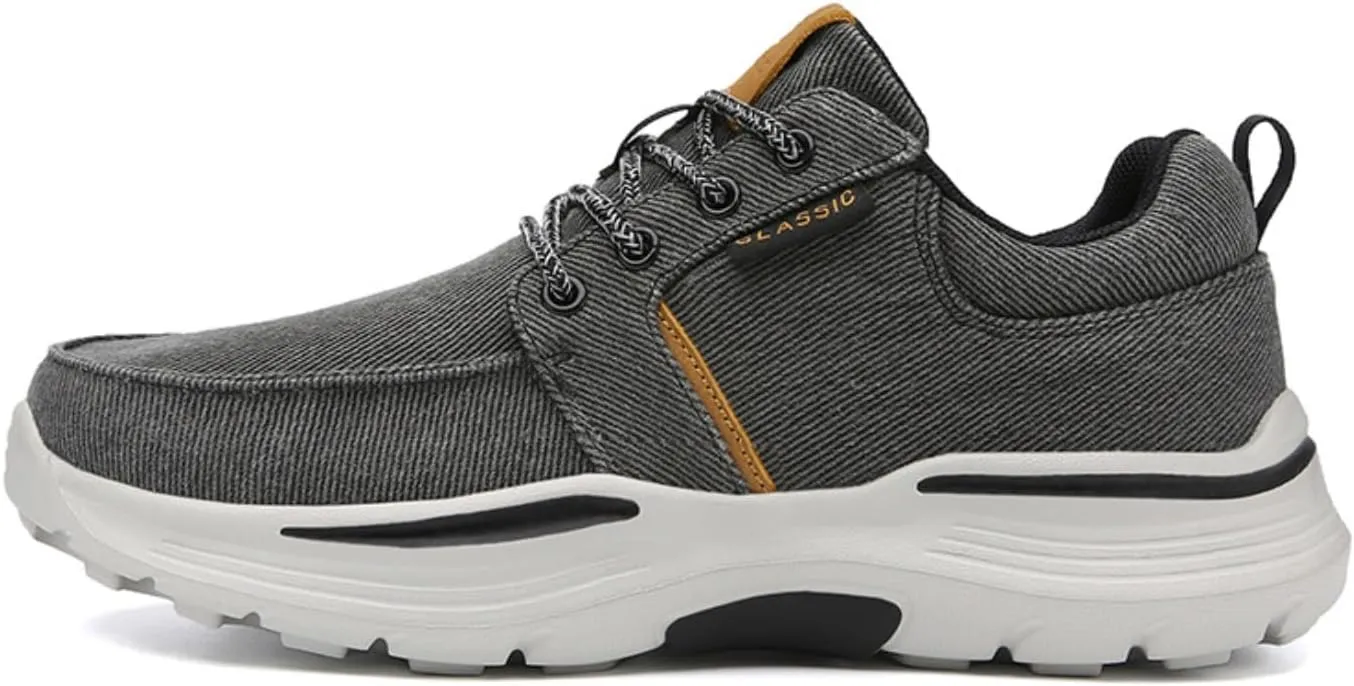 Men's Canvas Lace-Up Casual Sneakers with Arch Support,Outdoor Fashion Platform Lightweight Walking Shoes,Plus Size Comfortable Slip On Espadrilles.
