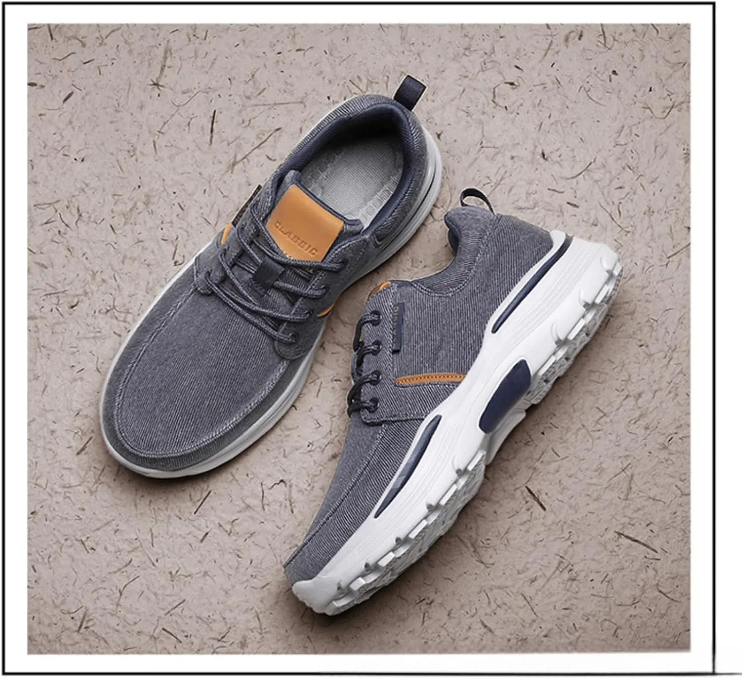 Men's Canvas Lace-Up Casual Sneakers with Arch Support,Outdoor Fashion Platform Lightweight Walking Shoes,Plus Size Comfortable Slip On Espadrilles.