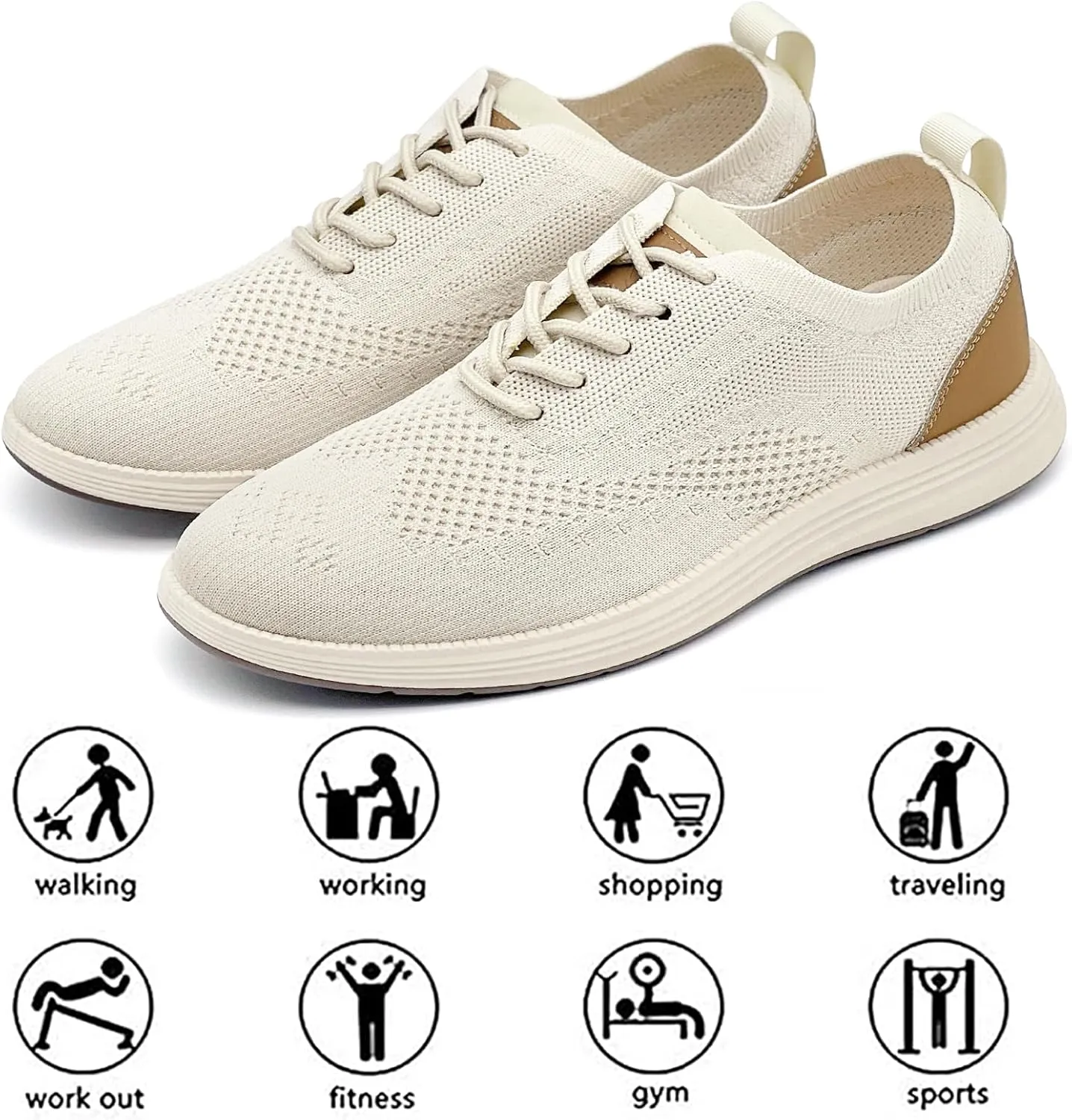 Men's Casual Dress Sneakers Oxfords Lace-Up Mesh Breathable Lightweight Fashion Walking Shoes Tennis Comfortable