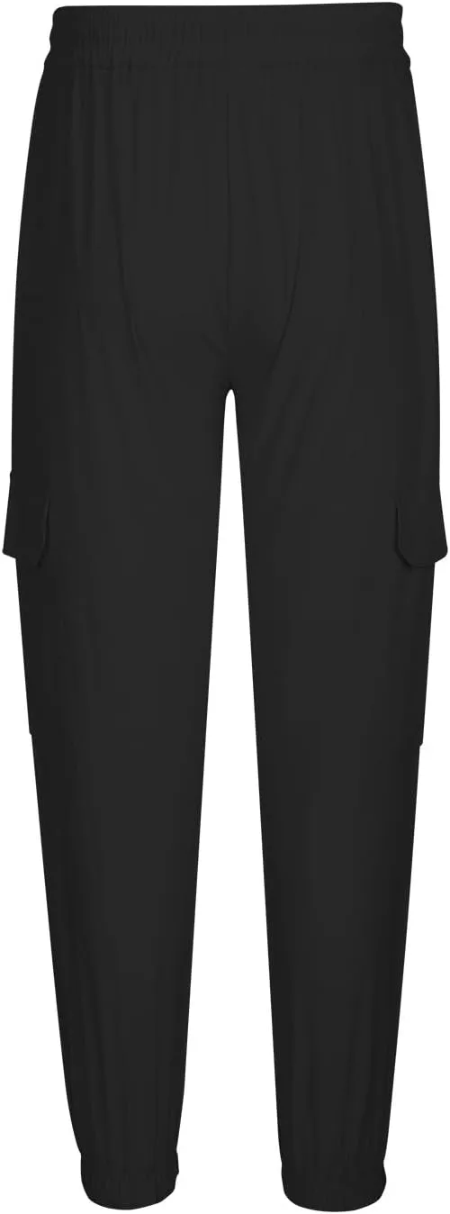 Mens Casual Pants Fall Solid Simple Drawstring Pants Lightweight Baggy Hiking Workout Sweatpants with Multi Pockets