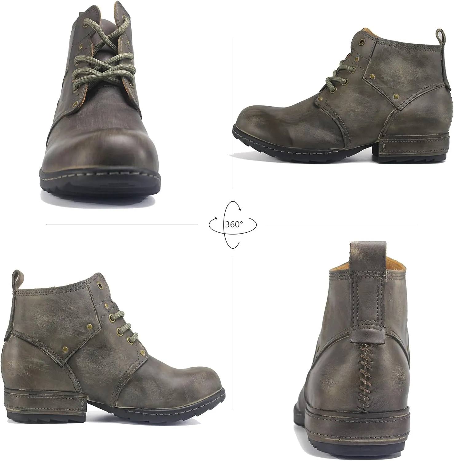 Mens Dress Boots Casual Oxfords Ankle Lace up Shoes Fashion Leather Chukka Business Boot AF001-2