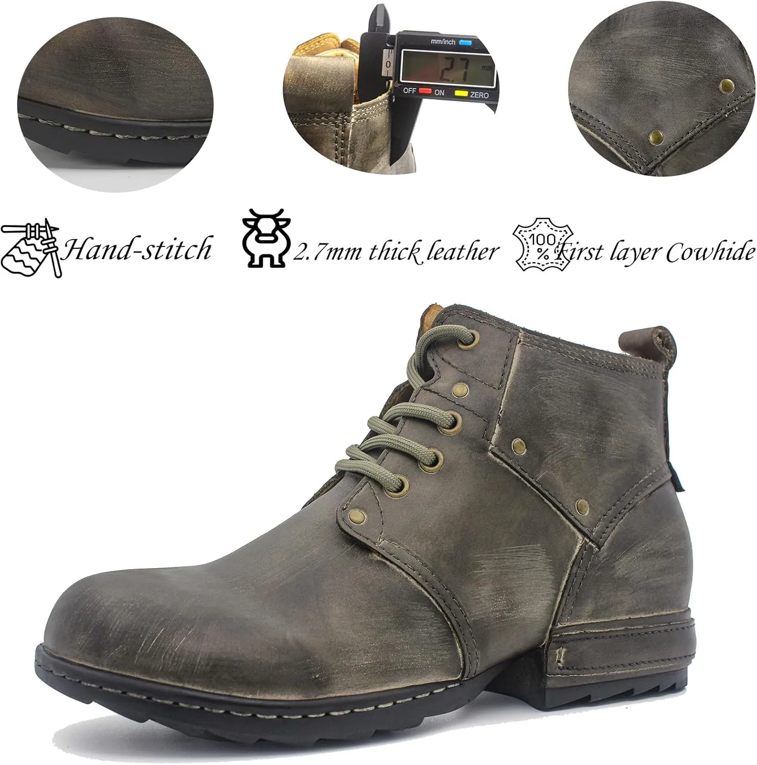 Mens Dress Boots Casual Oxfords Ankle Lace up Shoes Fashion Leather Chukka Business Boot AF001-2